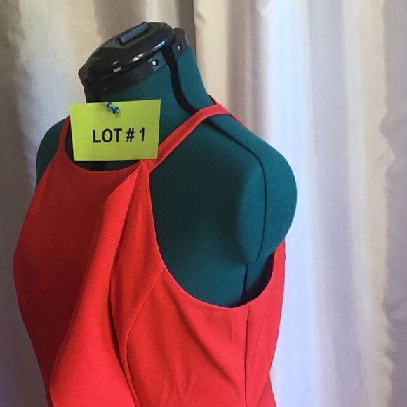 Sexy sleeveless red dress with front ruffle in size 14 by VINCE CAMUTO - Picture 10 of 14